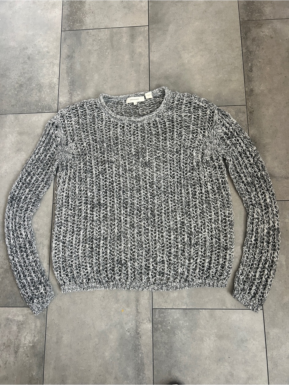 Inhabit gray black open knit pullover sweater Small